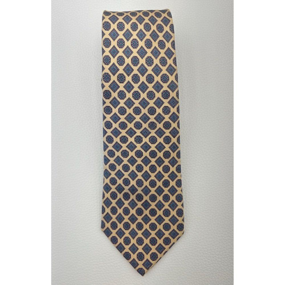 Lands End Hand Sewn Geometric Pattern Silk Tie